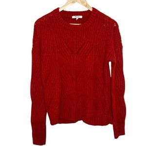 Madewell Alpaca Blend Open Knit Sweater Rust Red Womens XS Preppy Quiet Luxury